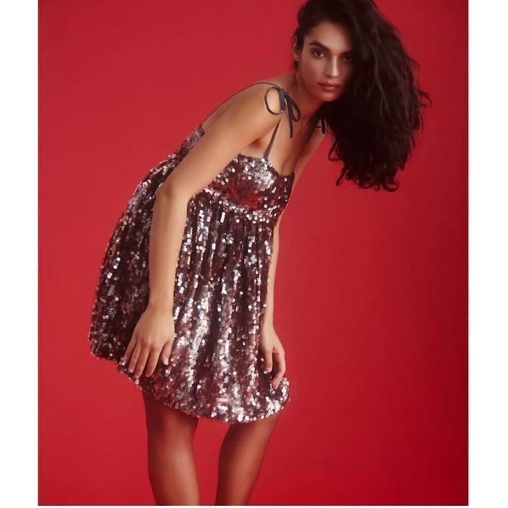 Dhruv Kapoor Sequined-Babydoll Mini Dress Blue in Slate XS